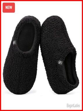 Faux Fur Memory Foam Loafer Slippers for Women - Soft Fleece Lined House Shoes